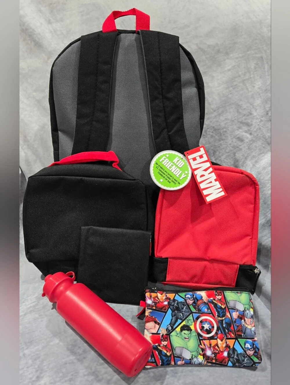 Marvel Kids Red & Black Avengers Backpack & Lunch Bag Set